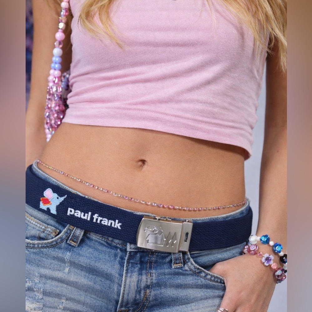 Paul Frank Vintage Y2K Ellie Elephant Navy Blue Web Belt